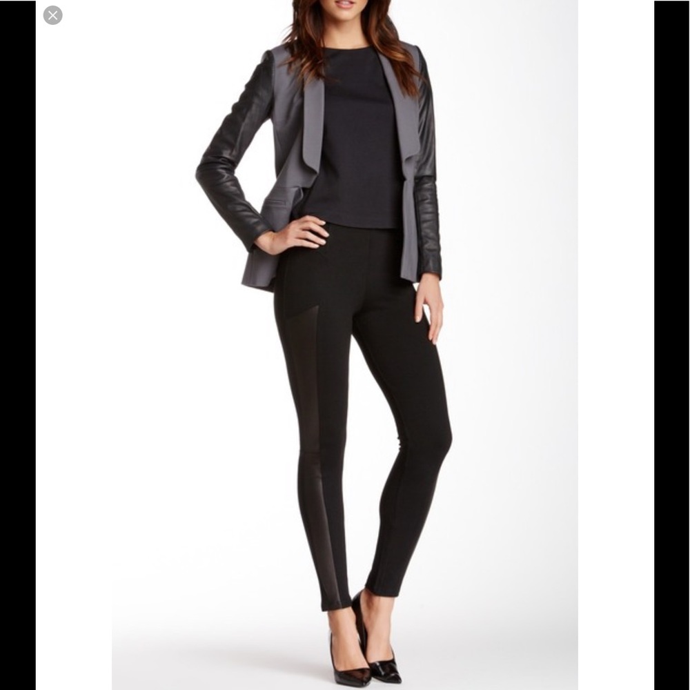 a. moss Leather Trim Twill Pants